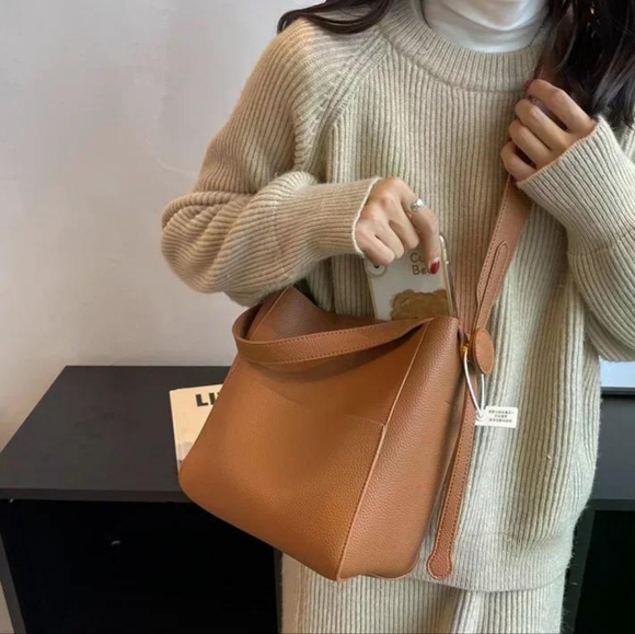 Brand New Women Faux Leather Bucket Shoulder Messager Handbag - Picture 4 of 9